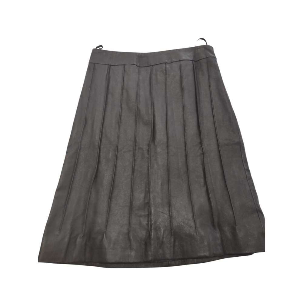 Metrostyle Black Pleated Leather A-line Skirt 4 Grunge Punk Hipster Twee Goth